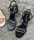 Shimmer Buckle Strap Heel